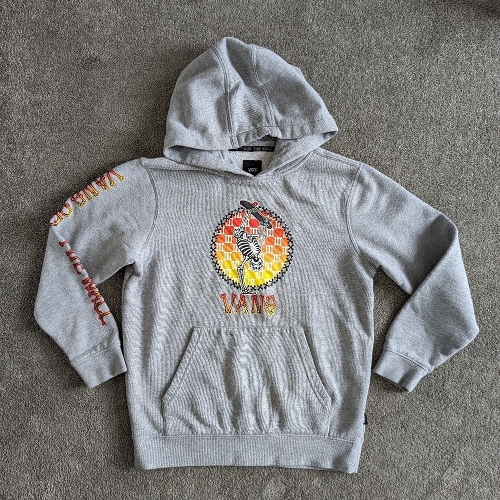 Vans gray skateboarding skeleton sweatshirt hoodie men's Medium